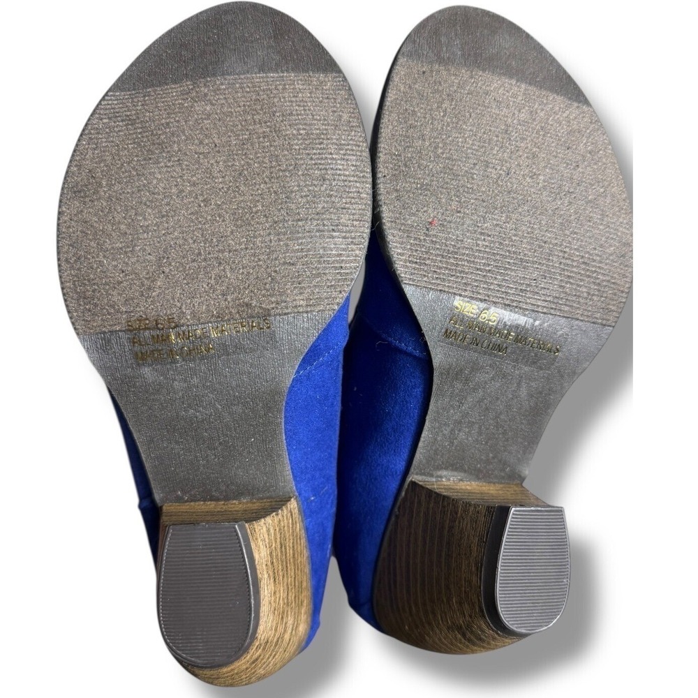 Qupid Western Cowboy Ankle Booties Stacked Heel Blue Faux Suede Size 6.5 - Picture 3 of 8